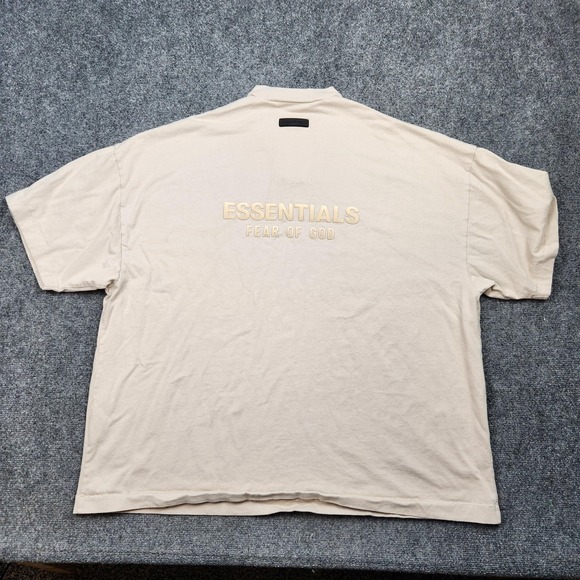 Fear Of God Essentials Shirt Mens Large Beige Back Logo Oversized Graphic Tee - Picture 4 of 9